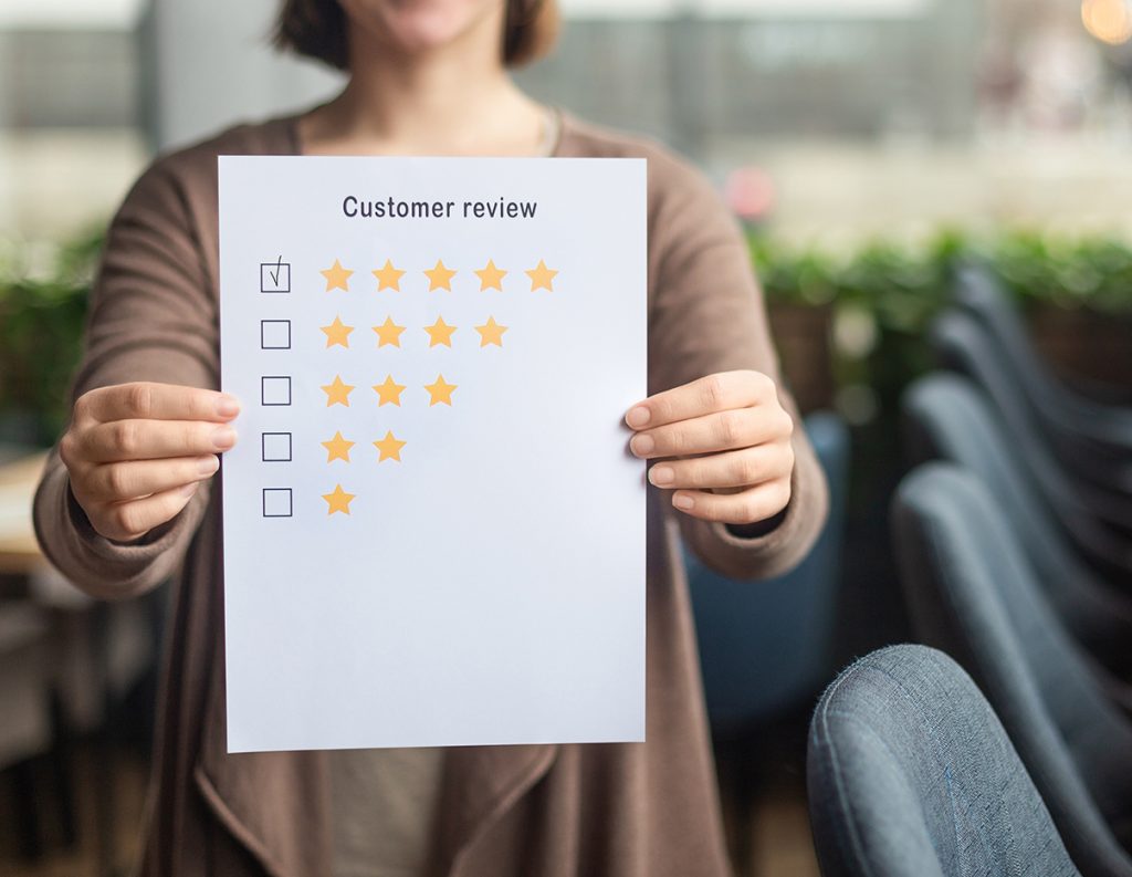 Customer sharing a review